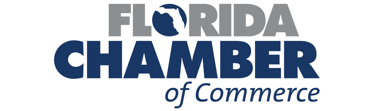 Official logo of the Florida Chamber of Commerce featuring bold text in blue and gray with a globe icon – Dentist Southwest Ranches